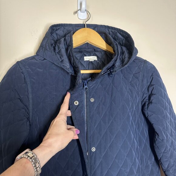 Garnet Hill Everyday Quilted Car Coat Womens Size 6 Barn Jacket Mid Weight Blue - Picture 4 of 11